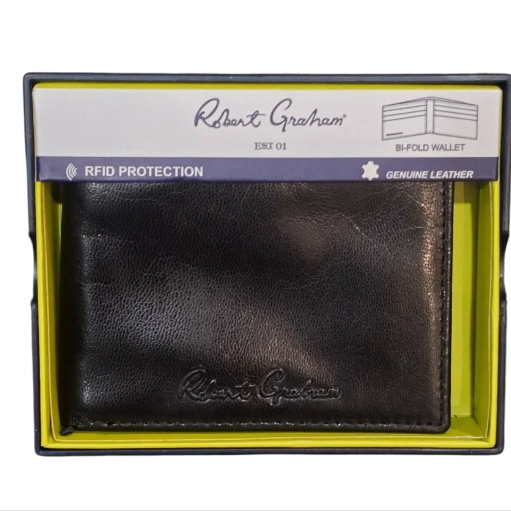 Robert Graham Natter Leather Bi-Fold Wallet- Black